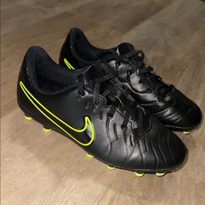 Nike Kids Black and Neon Yellow Soccer Shoes